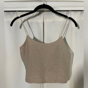 Champagne Gold Glitter Cropped Tank Top